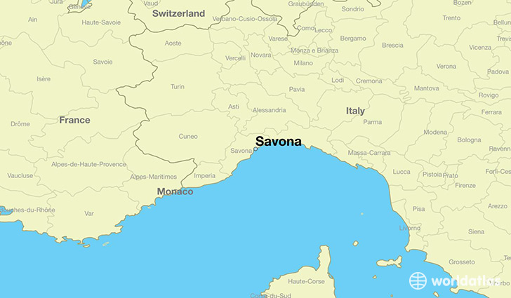 map showing the location of Savona