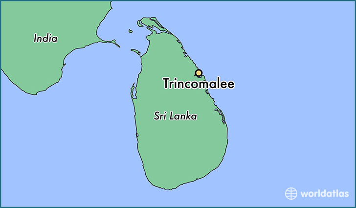 map showing the location of Trincomalee