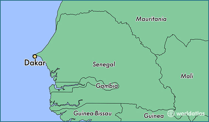 map showing the location of Dakar