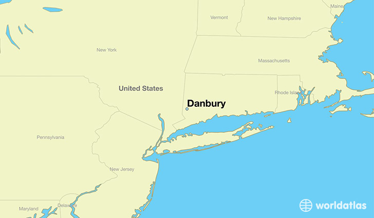 map showing the location of Danbury