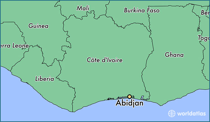 map showing the location of Abidjan