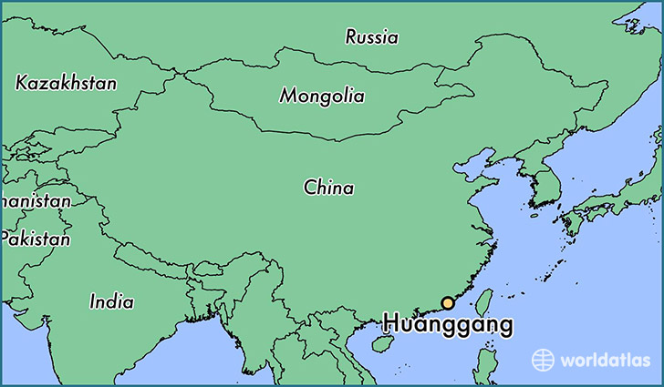 map showing the location of Huanggang