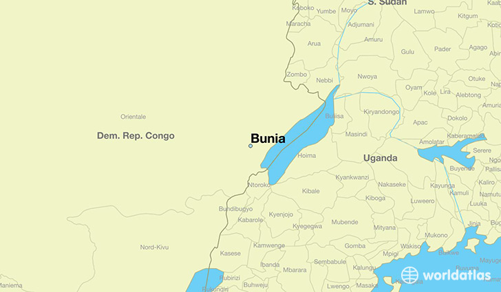 map showing the location of Bunia