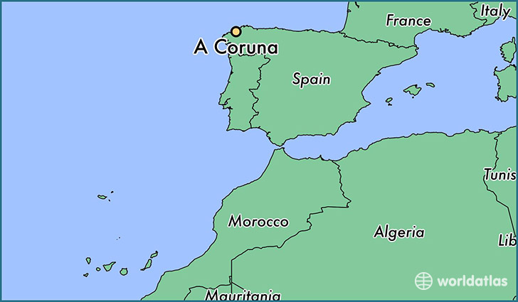 map showing the location of A Coruna