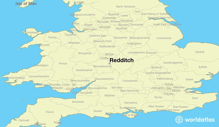 map showing the location of Redditch
