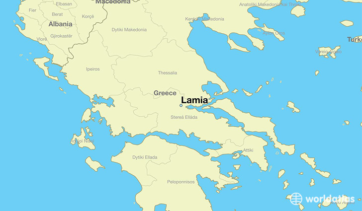 map showing the location of Lamia