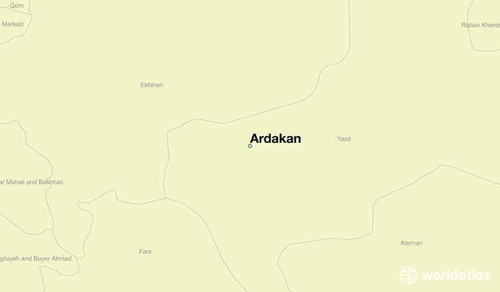 map showing the location of Ardakan