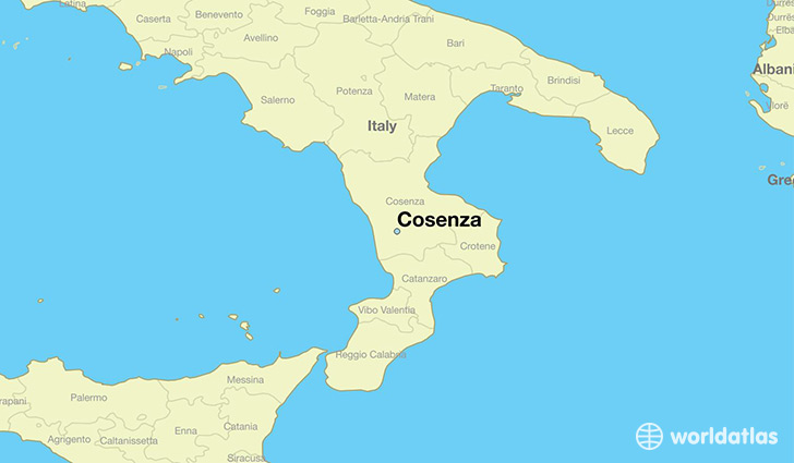 map showing the location of Cosenza