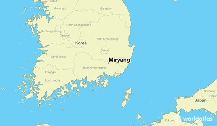 map showing the location of Miryang
