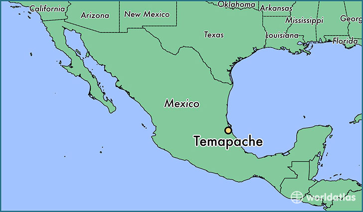map showing the location of Temapache