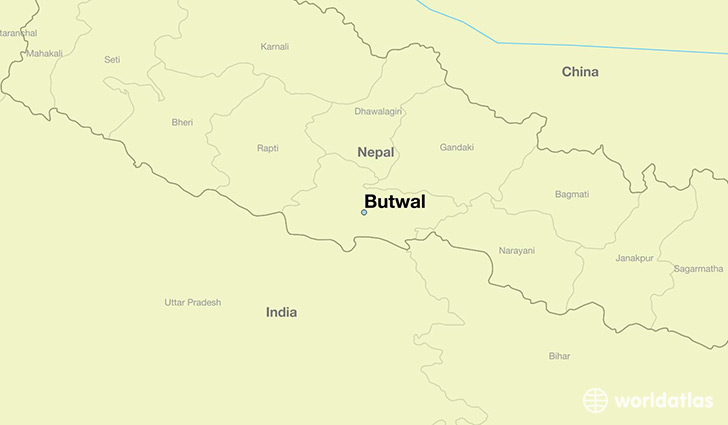 map showing the location of Butwal