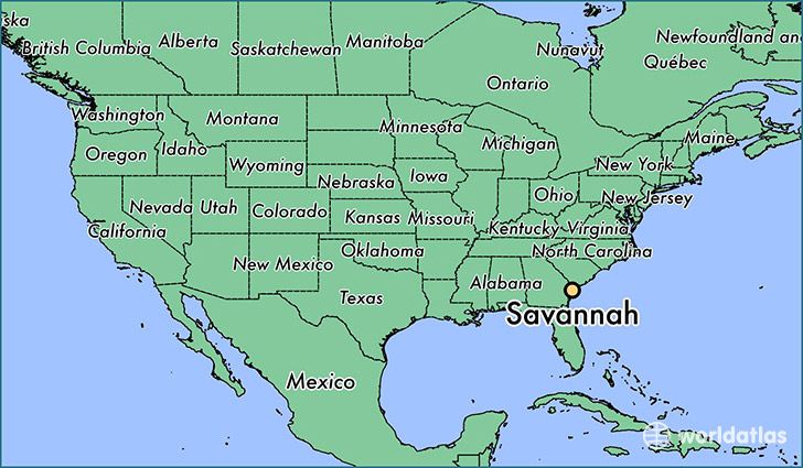 map showing the location of Savannah