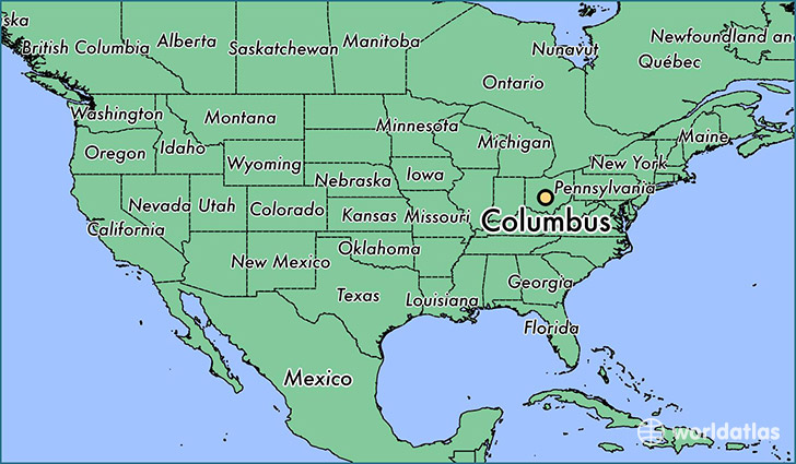 map showing the location of Columbus