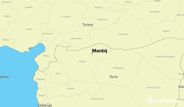 map showing the location of Manbij