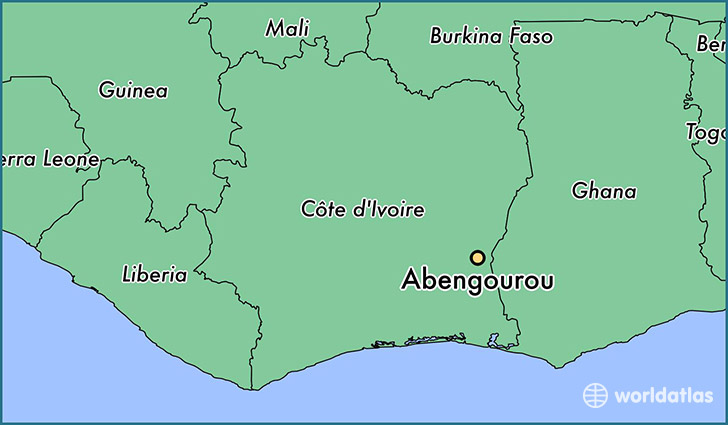 map showing the location of Abengourou