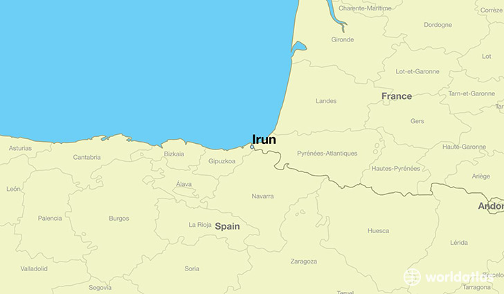 map showing the location of Irun