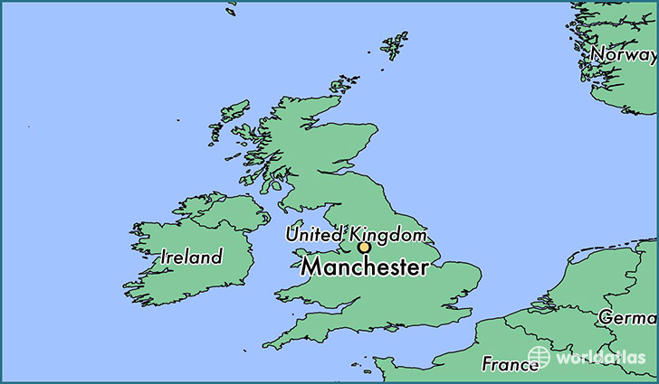 map showing the location of Manchester