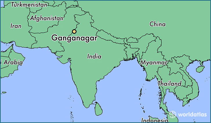 map showing the location of Ganganagar