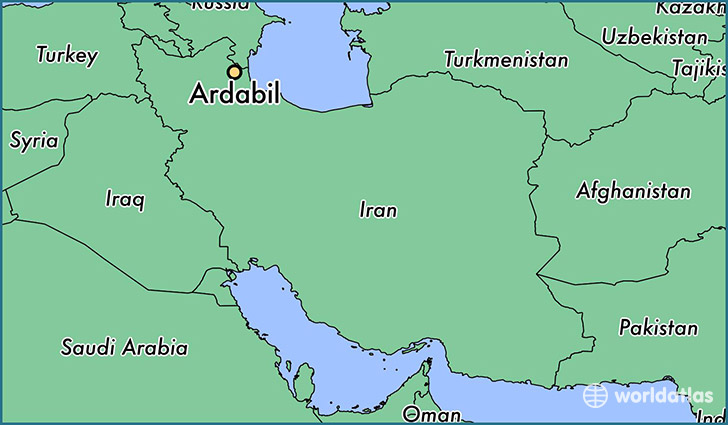 map showing the location of Ardabil