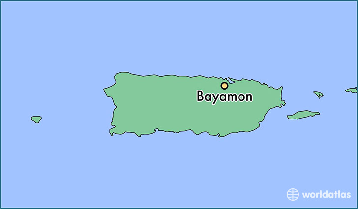 map showing the location of Bayamon