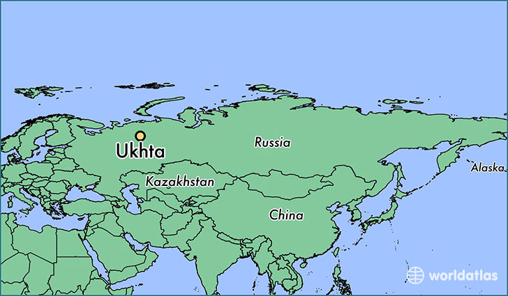 map showing the location of Ukhta
