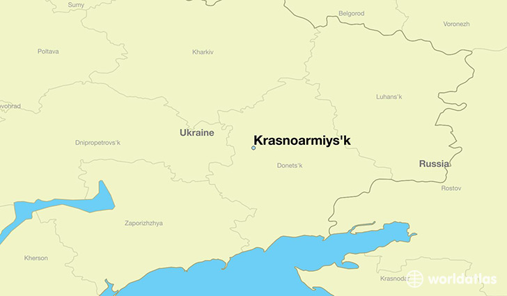 map showing the location of Krasnoarmiys'k