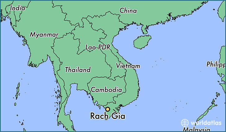 map showing the location of Rach Gia