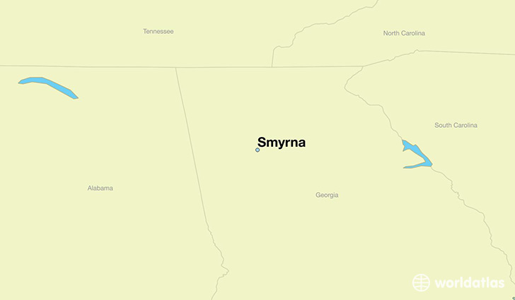 map showing the location of Smyrna