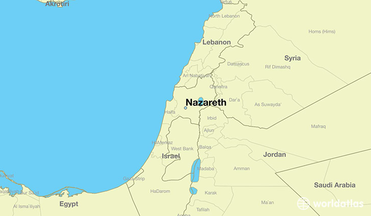 map showing the location of Nazareth