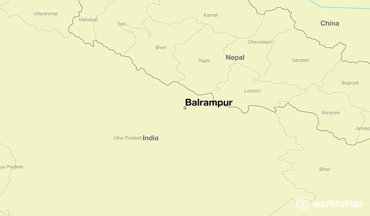map showing the location of Balrampur