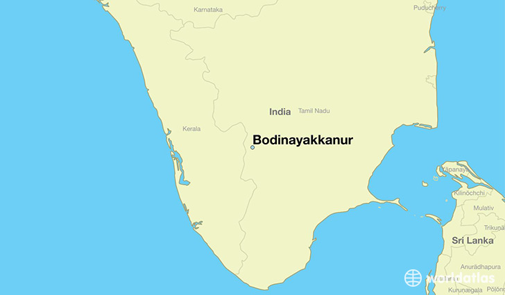 map showing the location of Bodinayakkanur