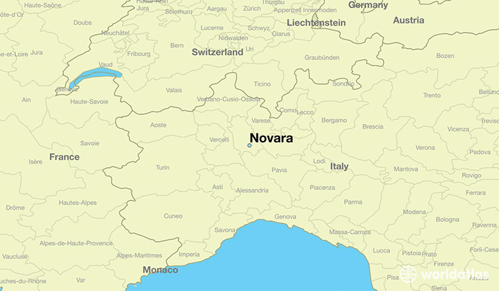 map showing the location of Novara