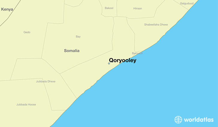 map showing the location of Qoryooley
