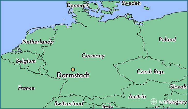 map showing the location of Darmstadt