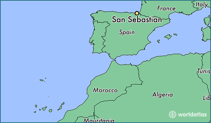 map showing the location of San Sebastian