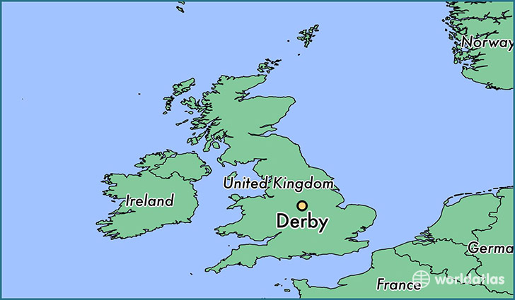 map showing the location of Derby