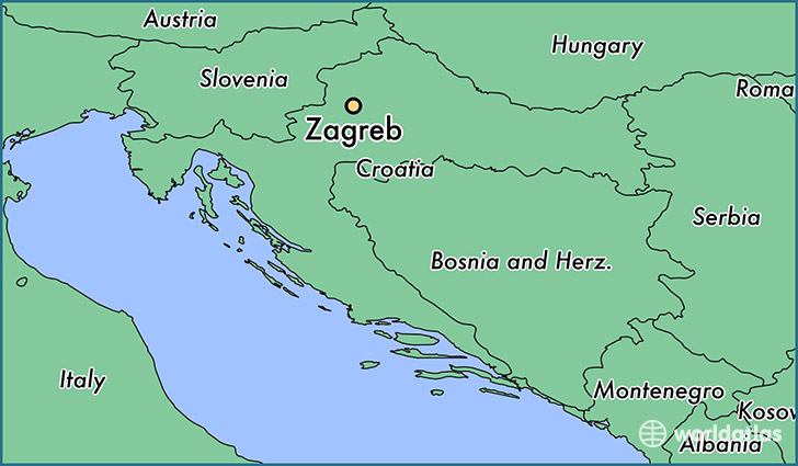map showing the location of Zagreb