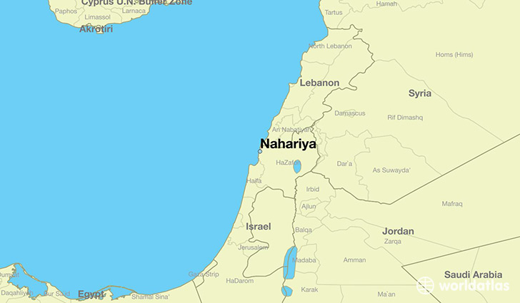 map showing the location of Nahariya