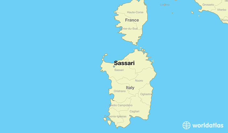 map showing the location of Sassari