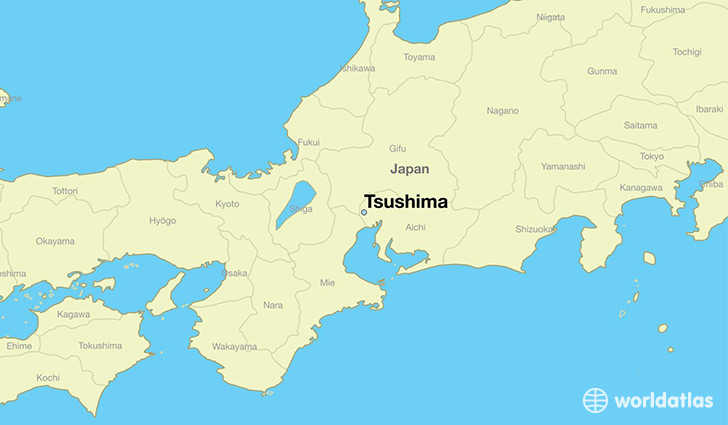 map showing the location of Tsushima