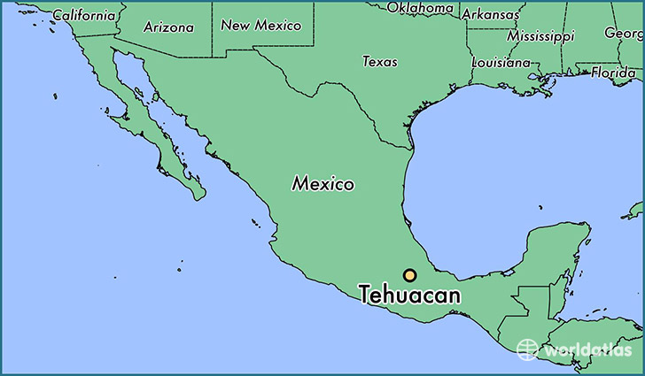 map showing the location of Tehuacan