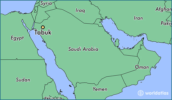 map showing the location of Tabuk