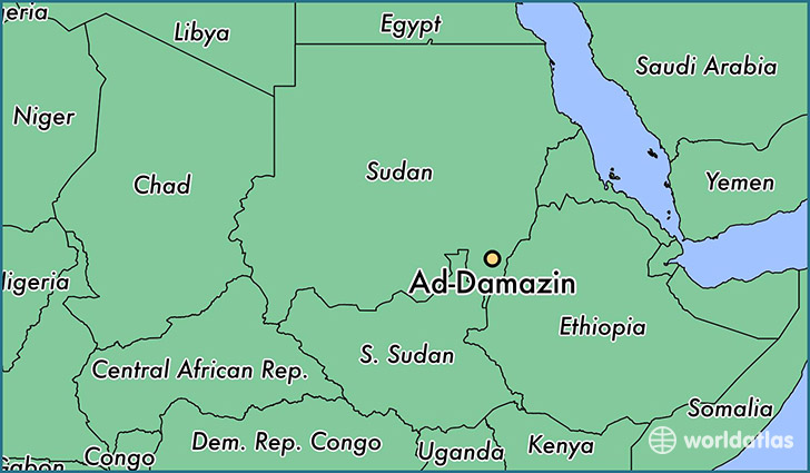 map showing the location of Ad-Damazin
