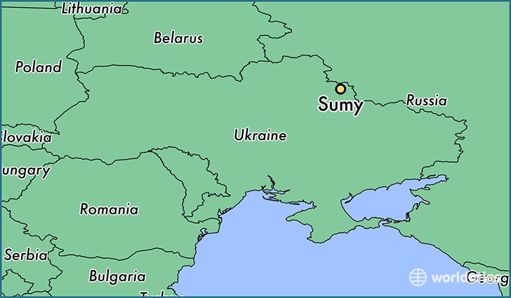 map showing the location of Sumy