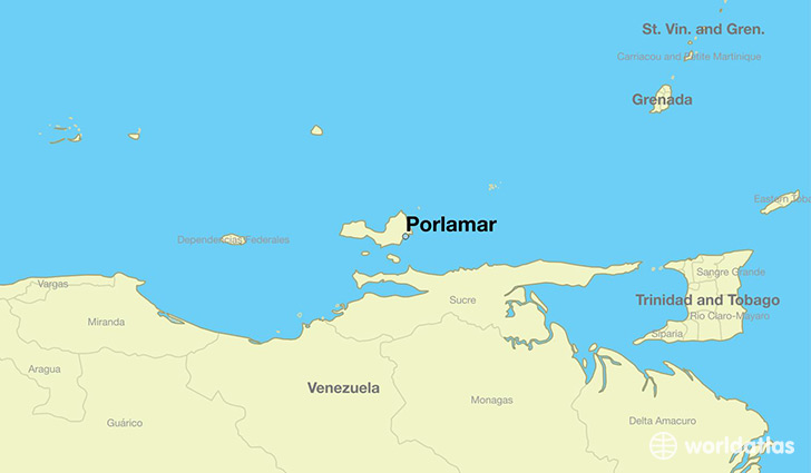 map showing the location of Porlamar