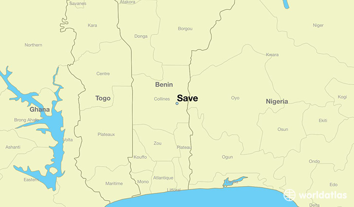 map showing the location of Save