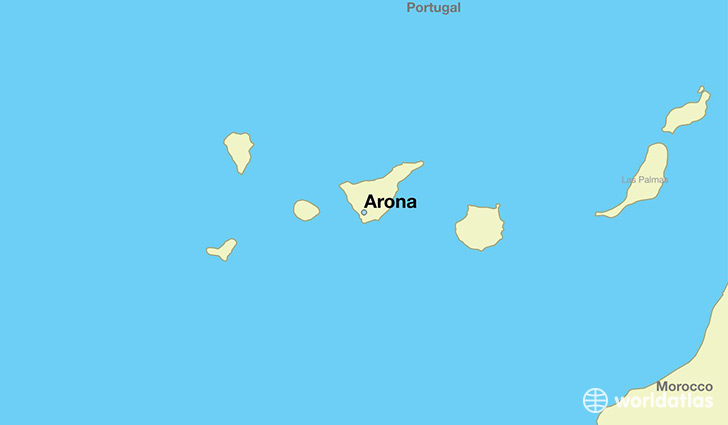 map showing the location of Arona