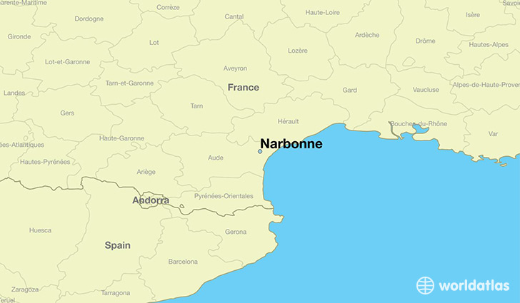 map showing the location of Narbonne