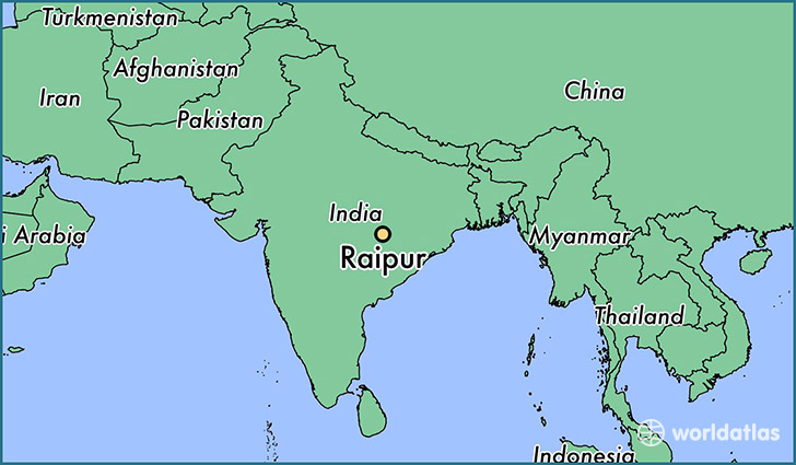 map showing the location of Raipur