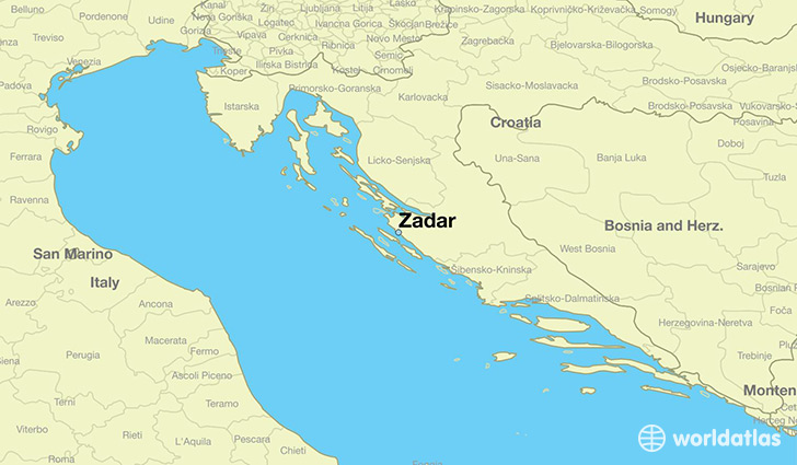 map showing the location of Zadar